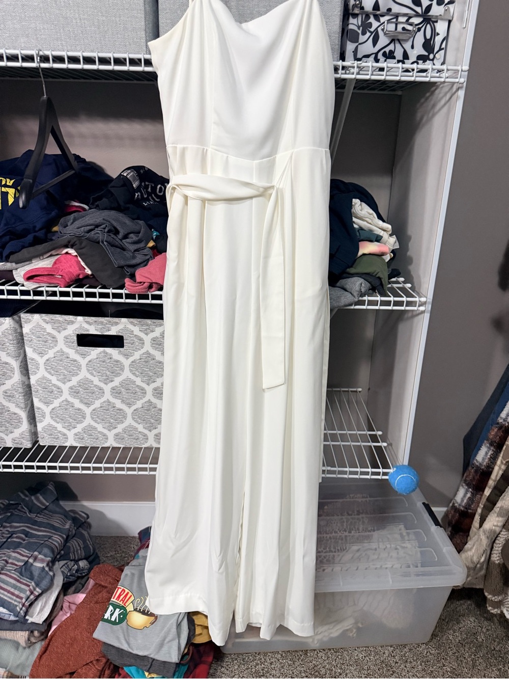 Kohl's Women's Cream Strapless Jumpsuit with Waist Tie